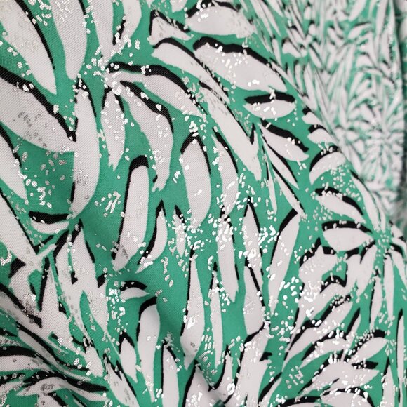 Emily Daniels Multicolor Green Floral Design Stretchy Shiny Flakes Plus Size 3X - Picture 14 of 15